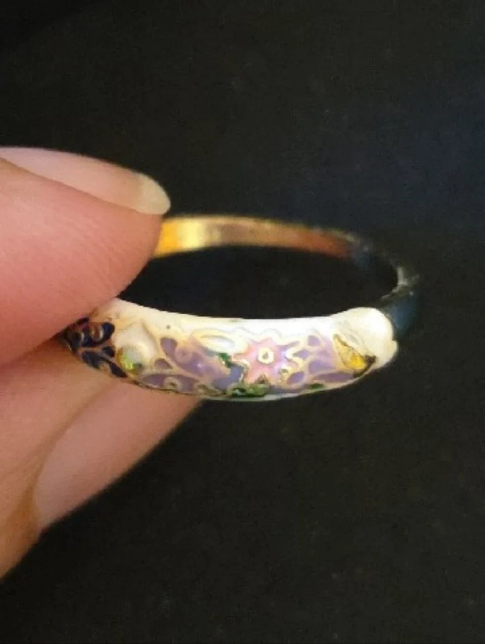 Gold-Tone Multicolor Floral Enamel Dome Ring - Women Jewelry Size 9 NIB